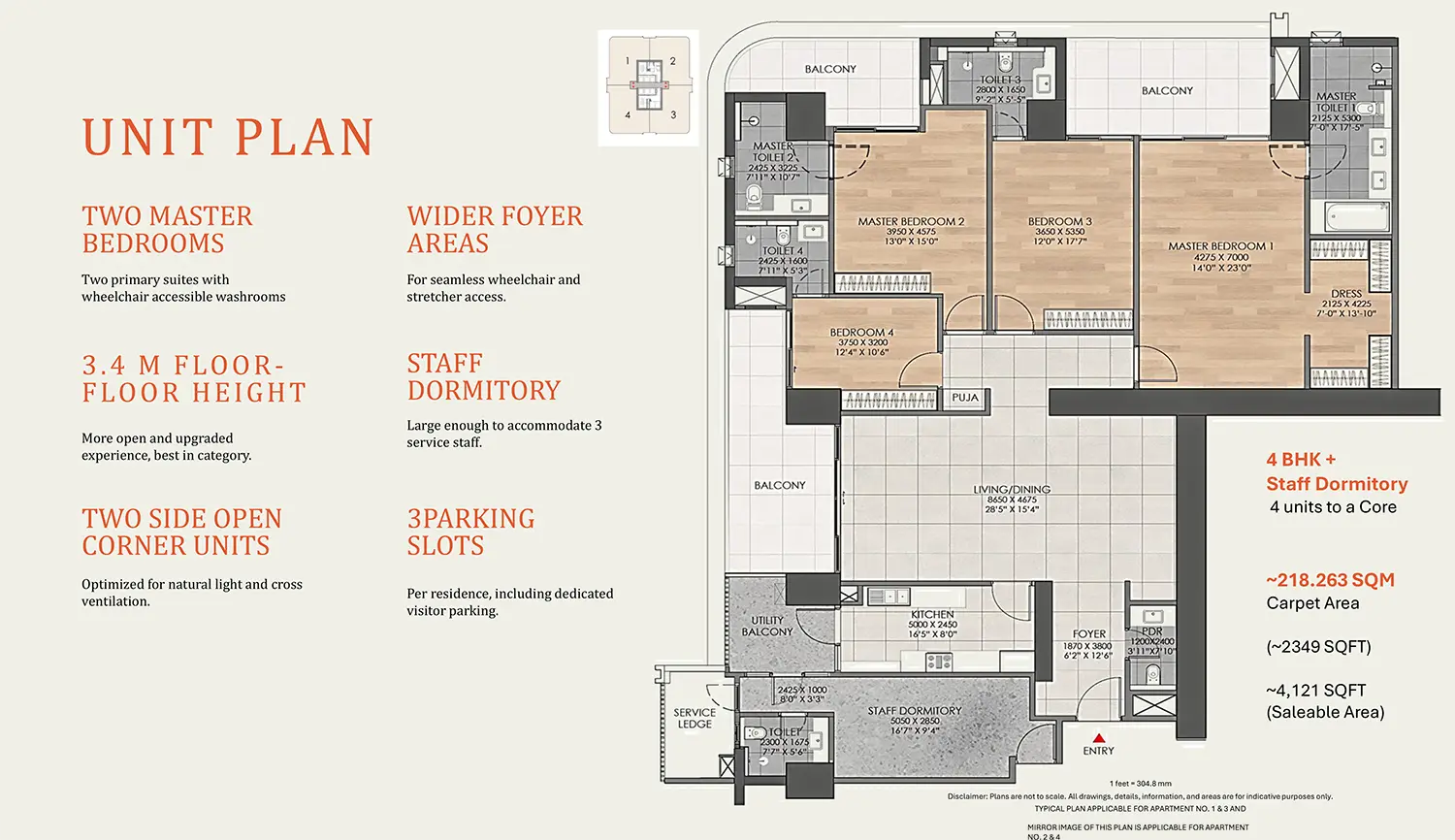 4 BHK Floor Plan DLF The Aureva